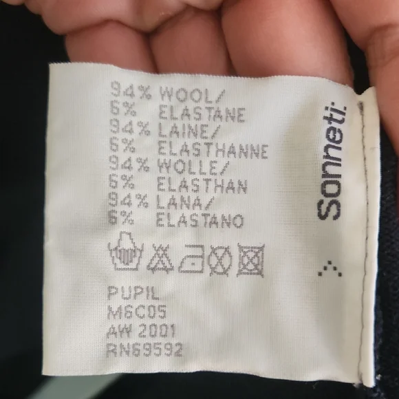 Classic Wool V-Neck Sweater in Navy with Light Blue Accents - Picture 4 of 4